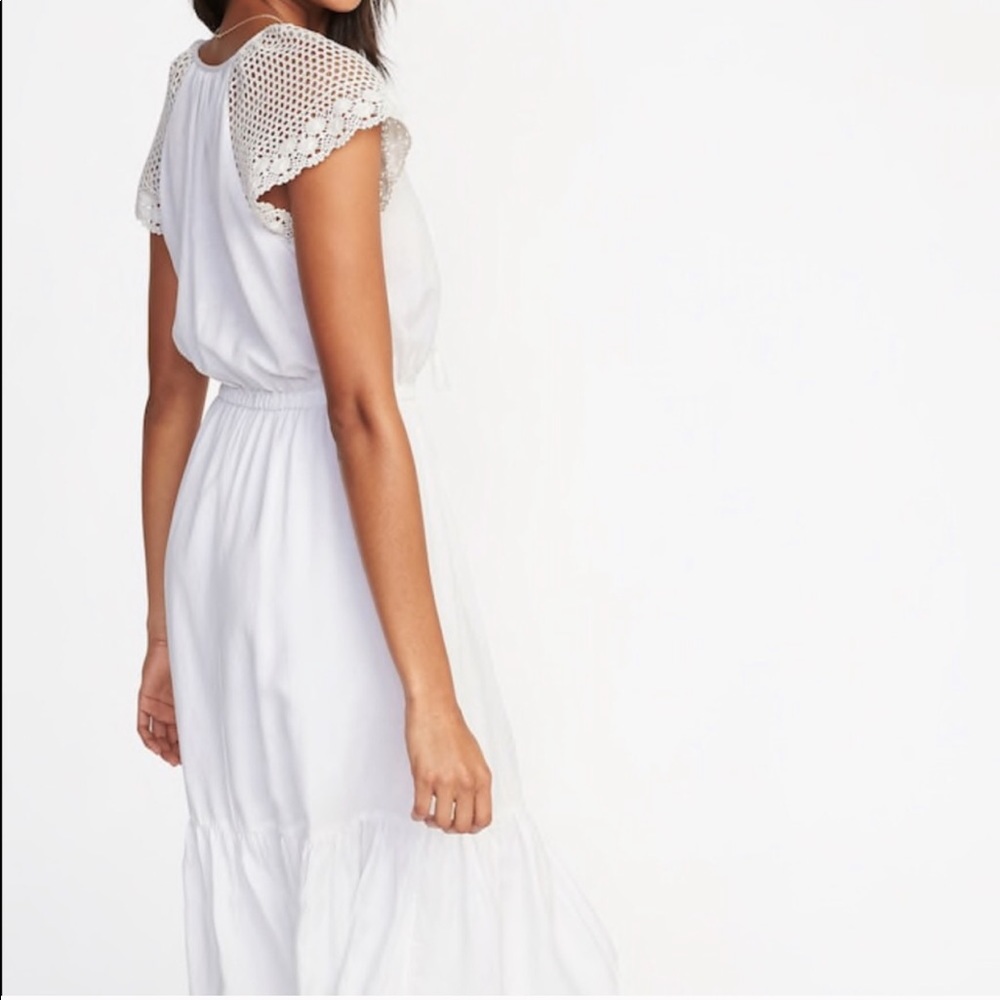 Crochet Sleeve Tiered Midi Dress 🆕